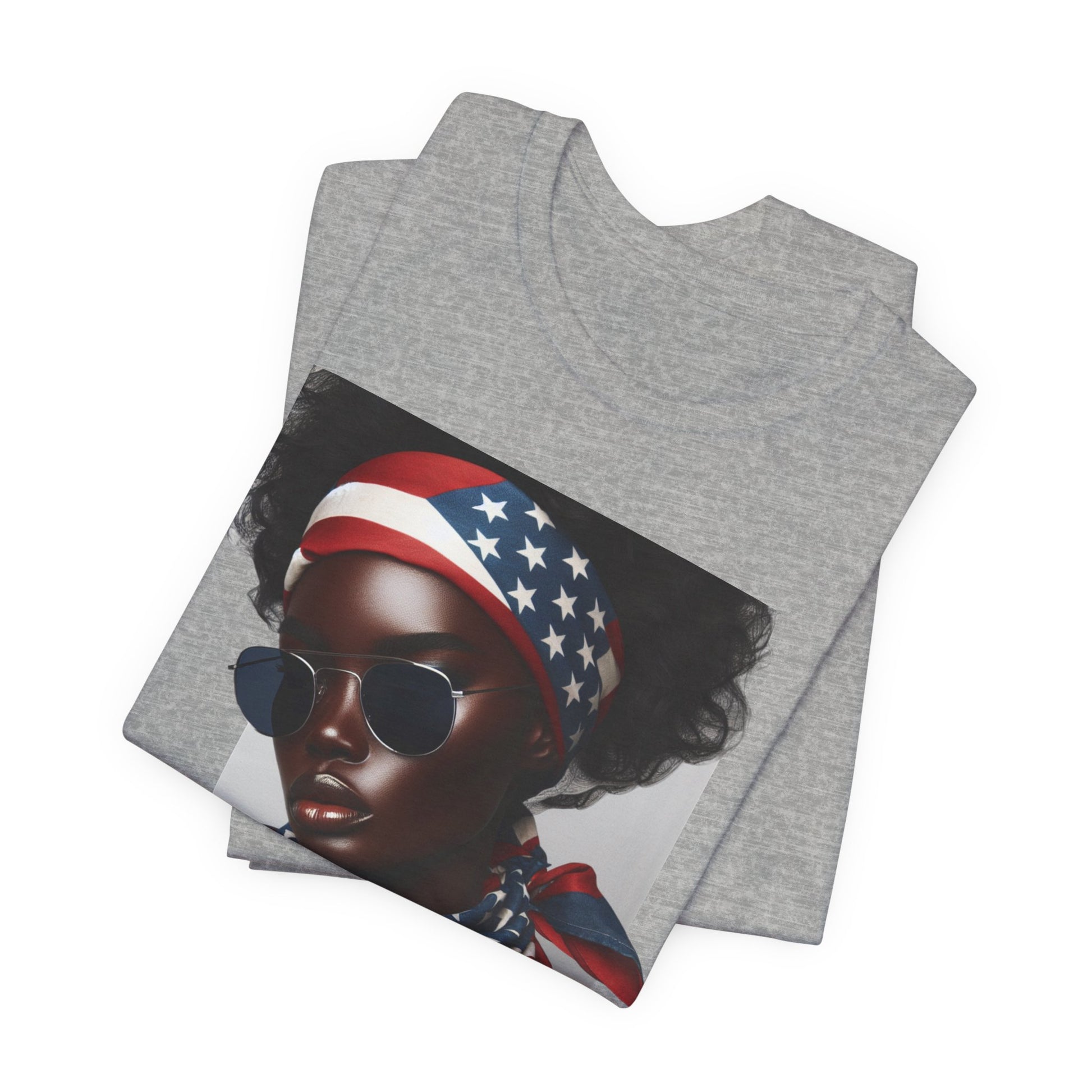 Summer Freedom patriotic graphic shirt folded gray color lifestyle design