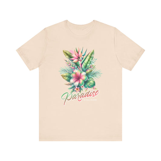 Tropical summer graphic shirt in cream with beach design