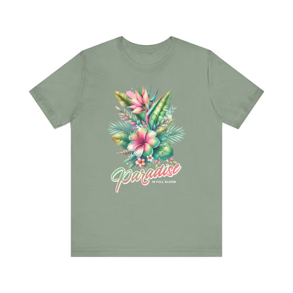 Tropical summer graphic shirt in sage with beach design